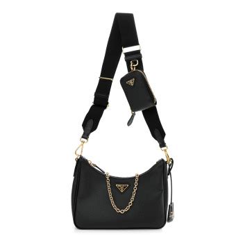 prada saffiano lux re-edition 2005 shoulder bag black|prada saffiano lux re edition.